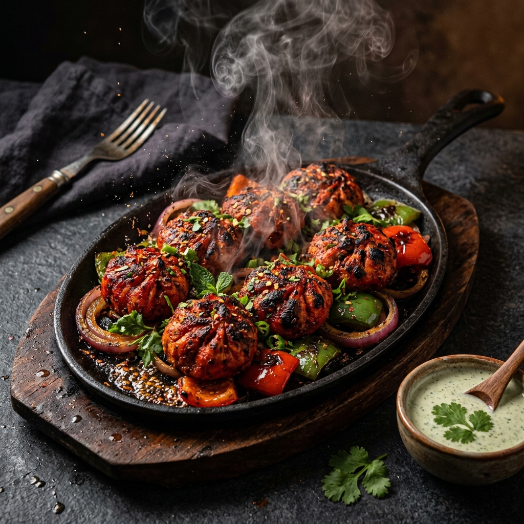 Smoky Charcoal Tandoori Sizzler Momo